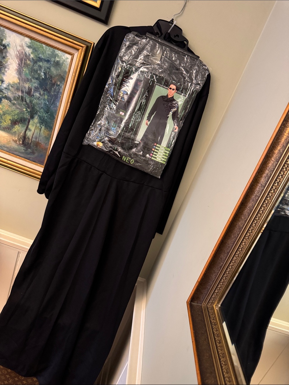 Vintage Vtg The Matrix NEO Halloween Men’s Costume Black Long & Glasses Medium